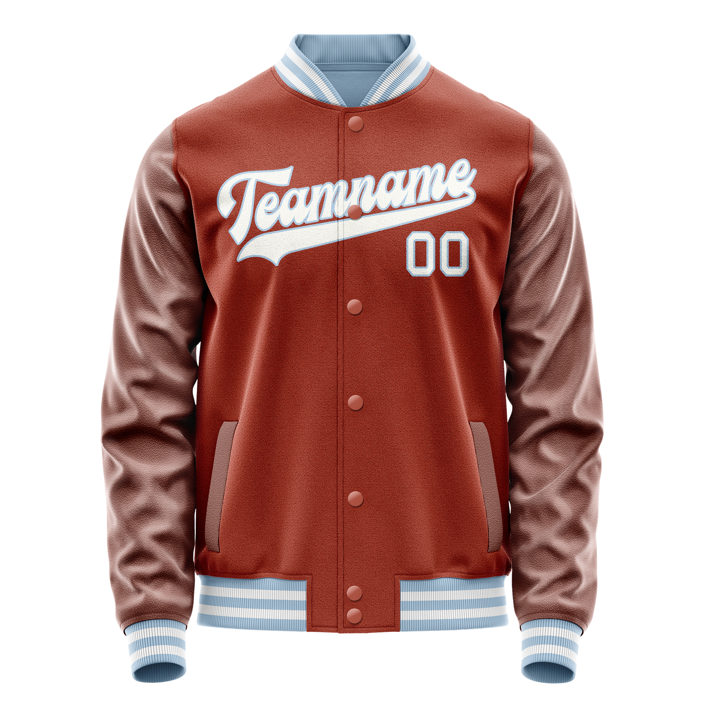 Custom Texas-Orange White Solid Color Varsity Letterman Jacket