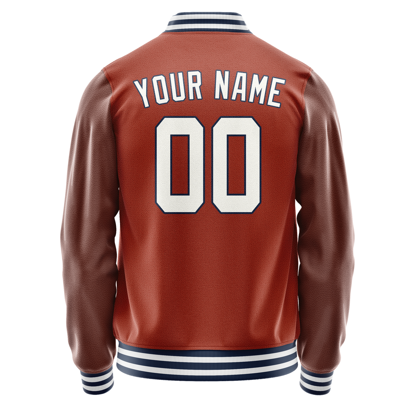 Custom Texas-Orange White Solid Color Varsity Letterman Jacket
