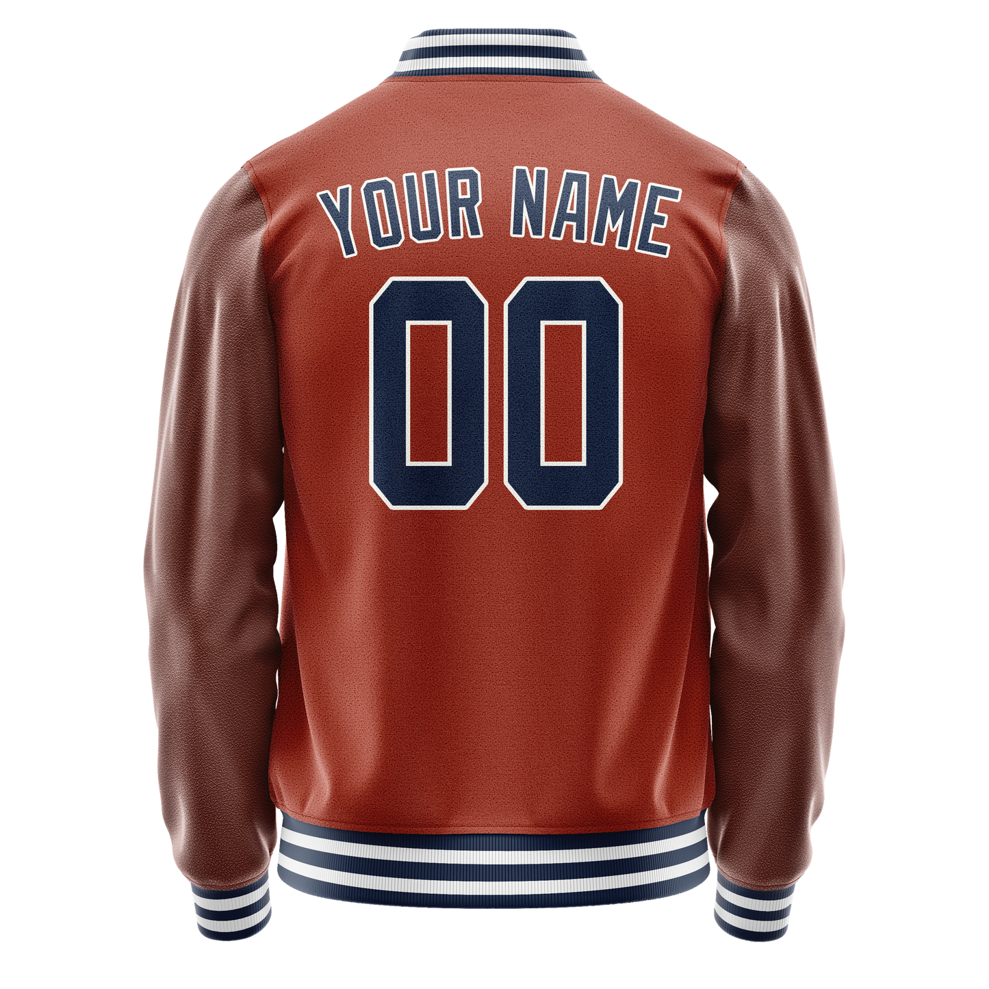 Custom Texas-Orange Navy Solid Color Varsity Letterman Jacket