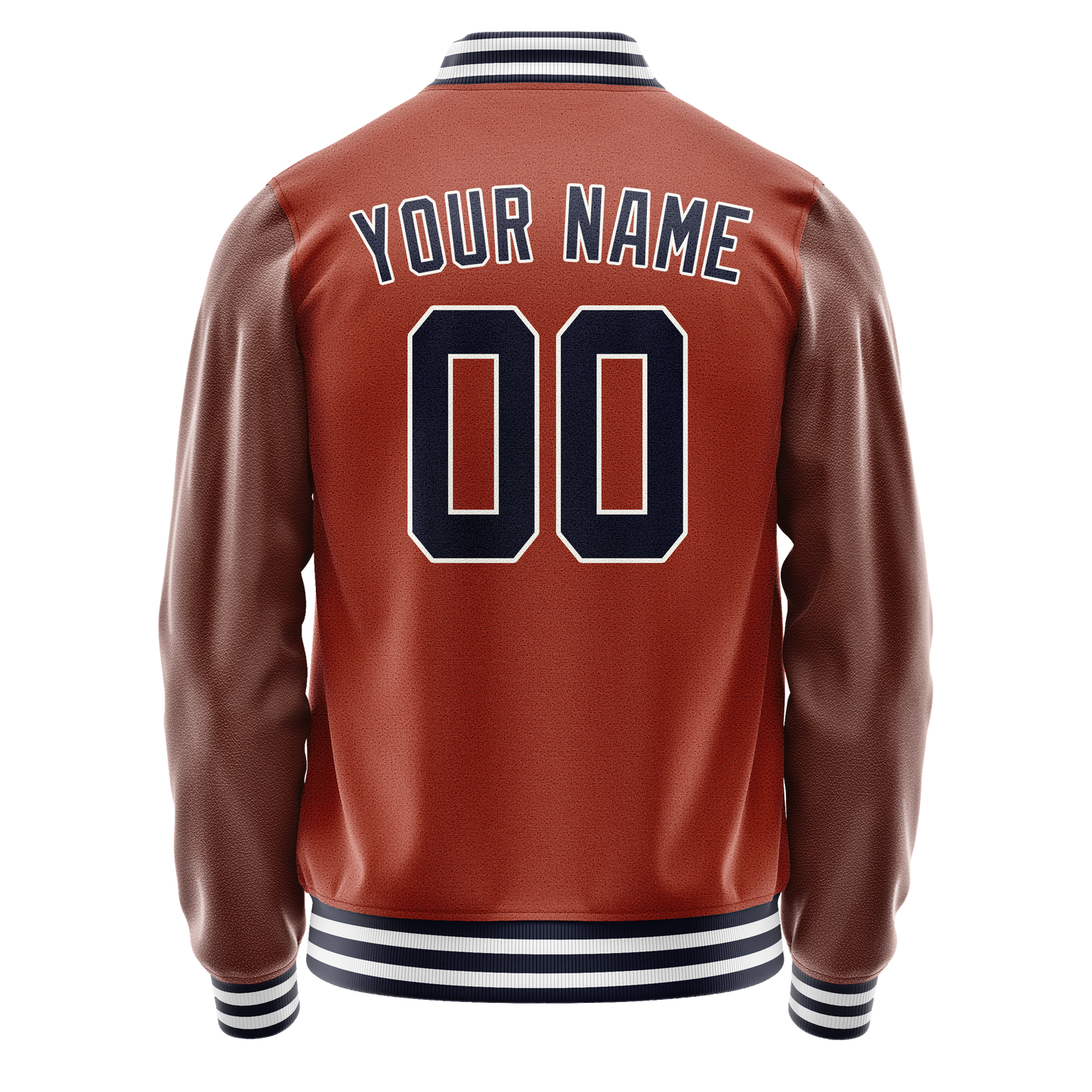 Custom Texas-Orange Navy Solid Color Varsity Letterman Jacket