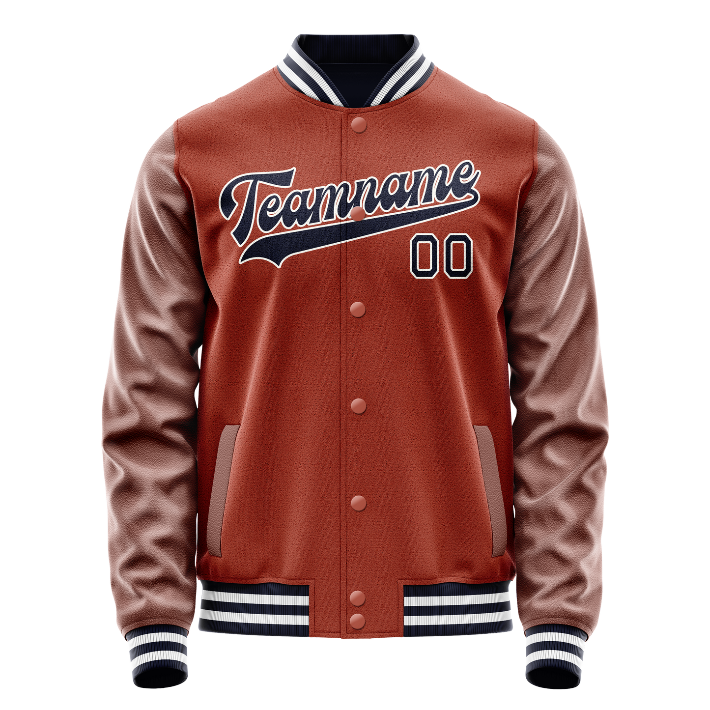 Custom Texas-Orange Navy Solid Color Varsity Letterman Jacket