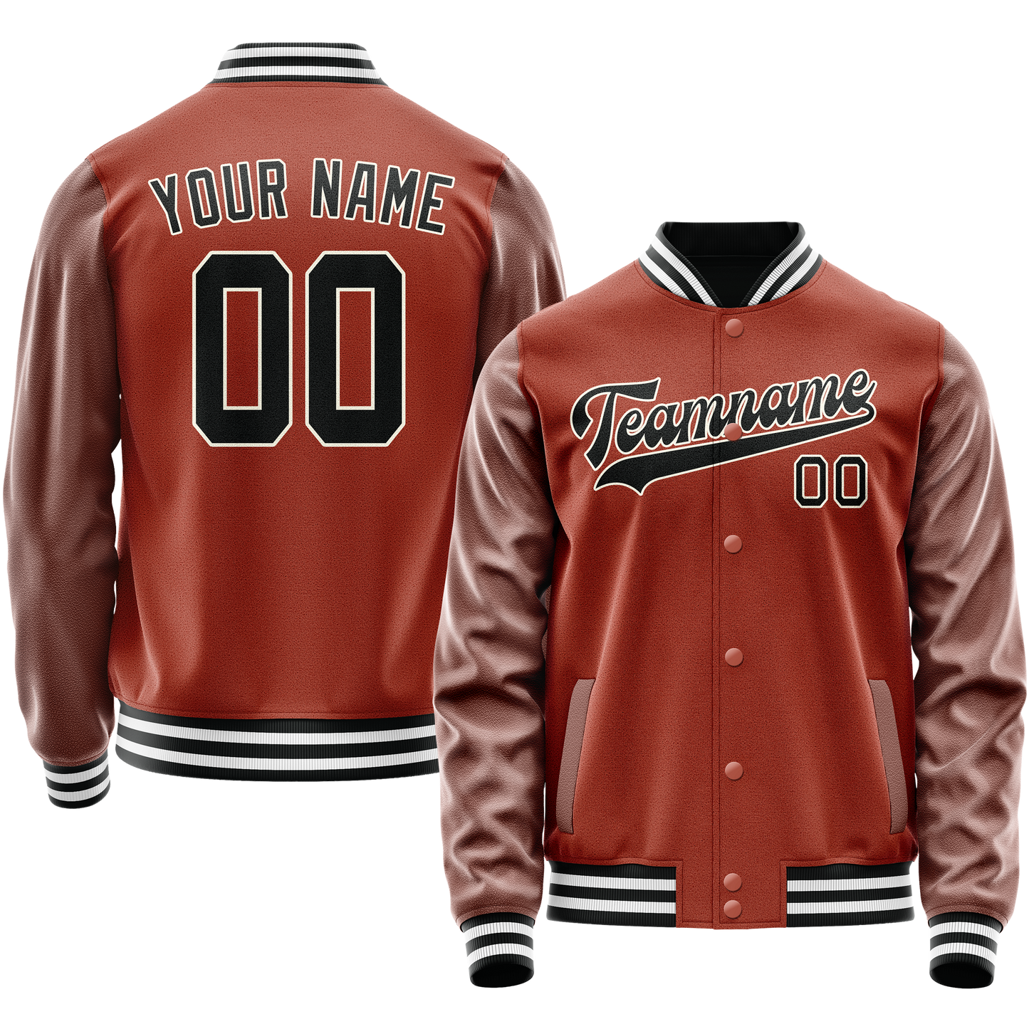 Custom Texas-Orange Black Solid Color Varsity Letterman Jacket