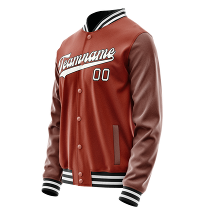 Custom Texas-Orange White Solid Color Varsity Letterman Jacket