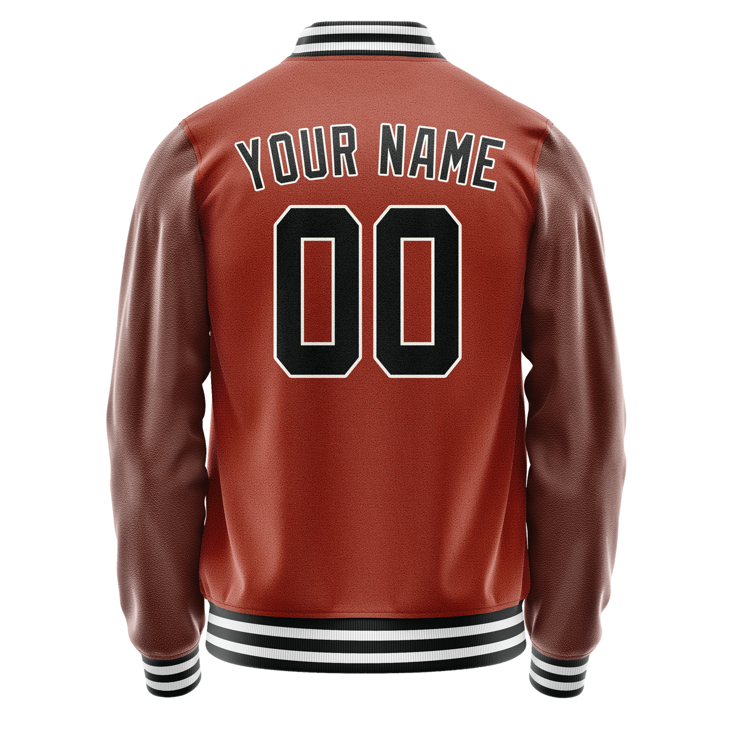 Custom Texas-Orange Black Solid Color Varsity Letterman Jacket