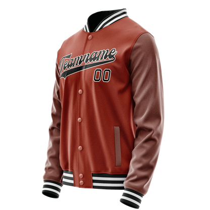 Custom Texas-Orange Black Solid Color Varsity Letterman Jacket