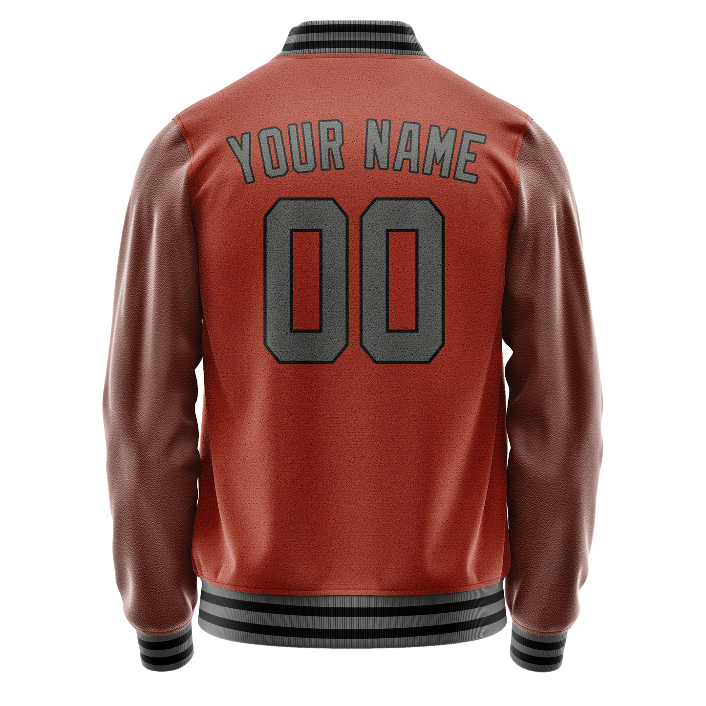Custom Texas-Orange Gray Solid Color Varsity Letterman Jacket