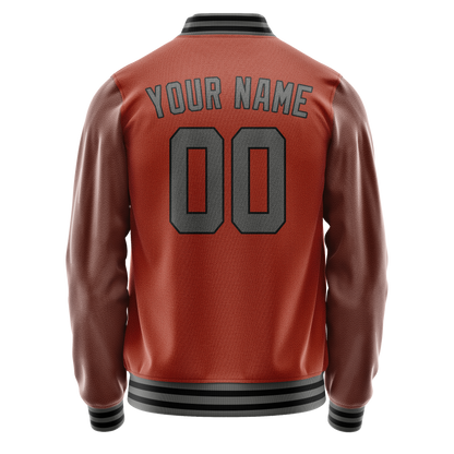 Custom Texas-Orange Gray Solid Color Varsity Letterman Jacket