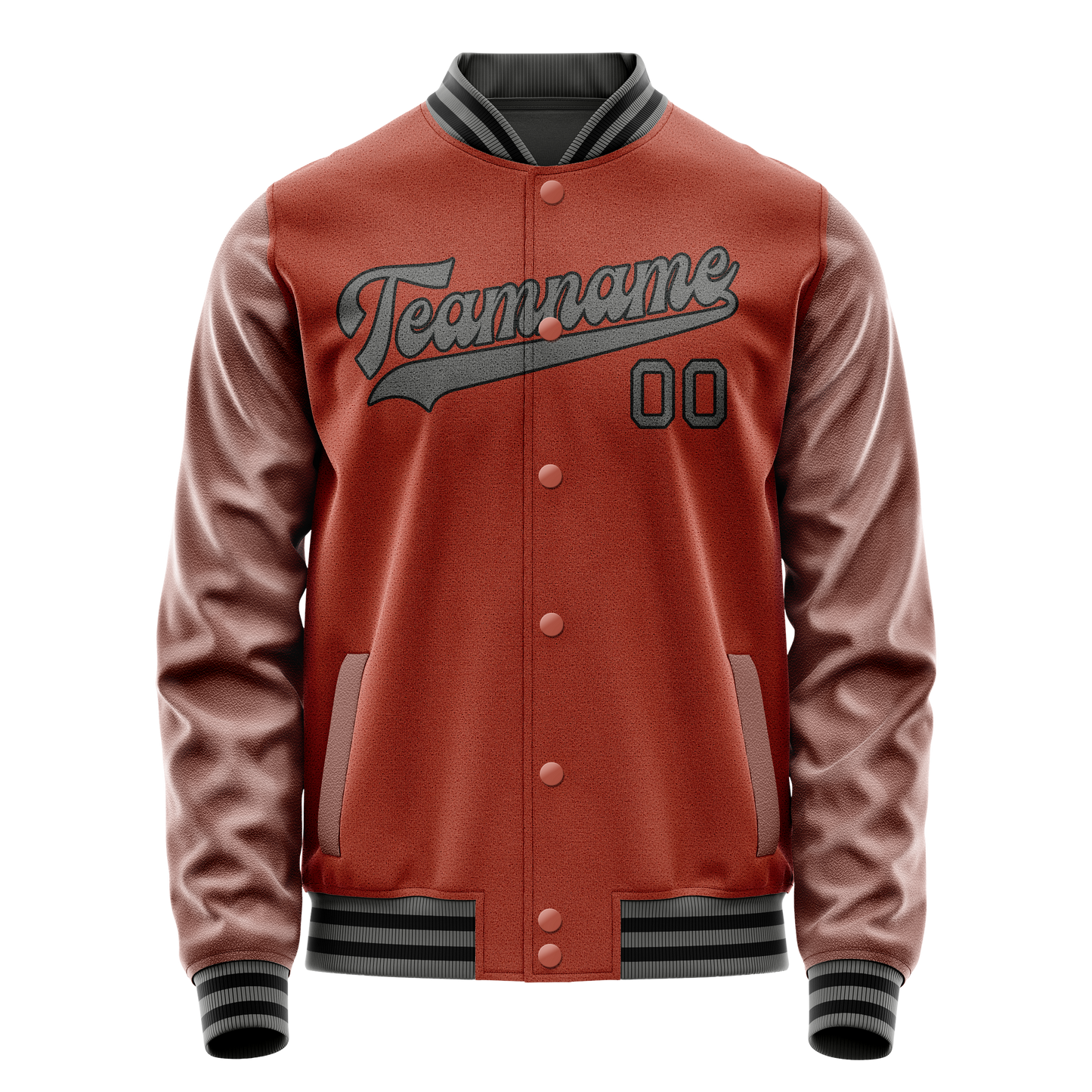Custom Texas-Orange Gray Solid Color Varsity Letterman Jacket