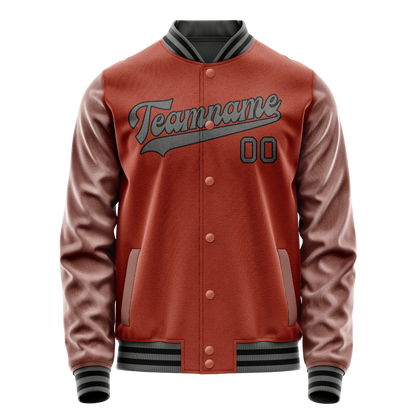 Custom Texas-Orange Gray Solid Color Varsity Letterman Jacket