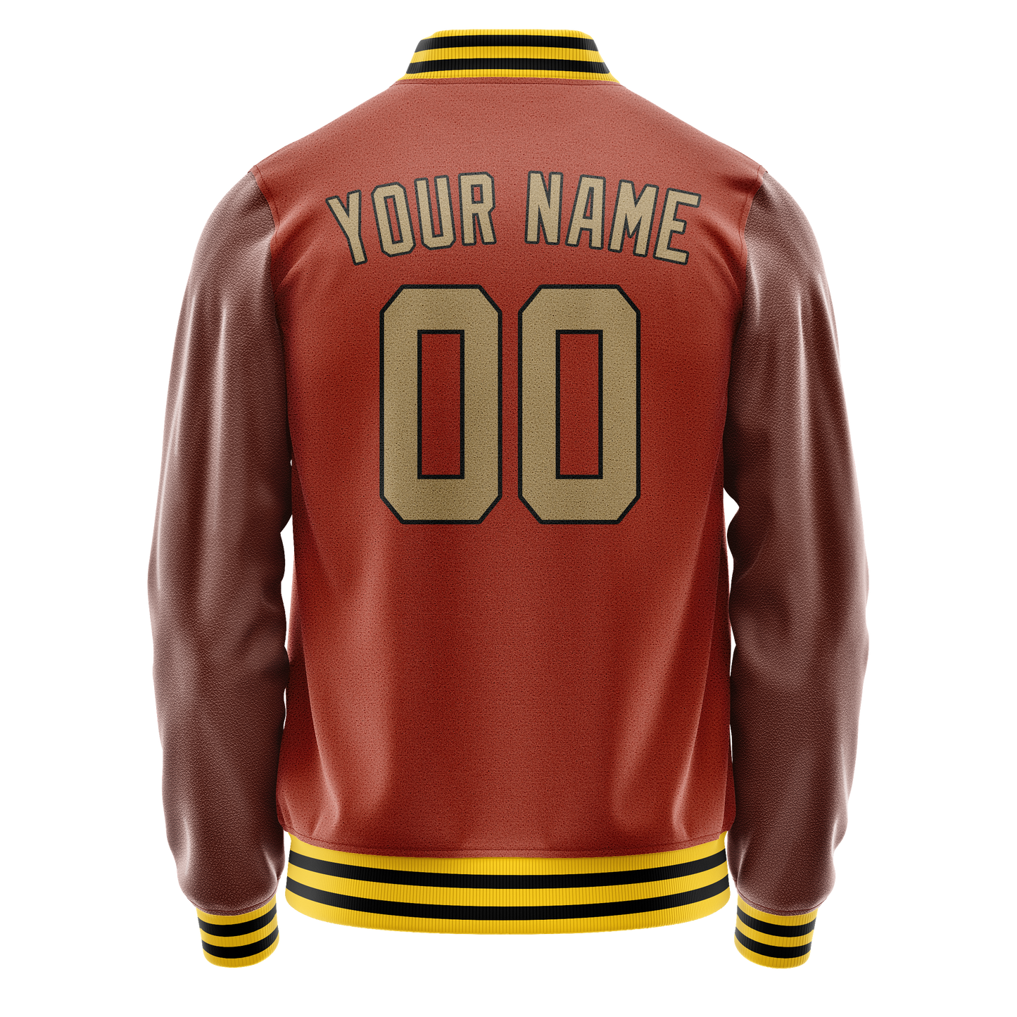 Custom Texas-Orange Old-Gold Solid Color Varsity Letterman Jacket