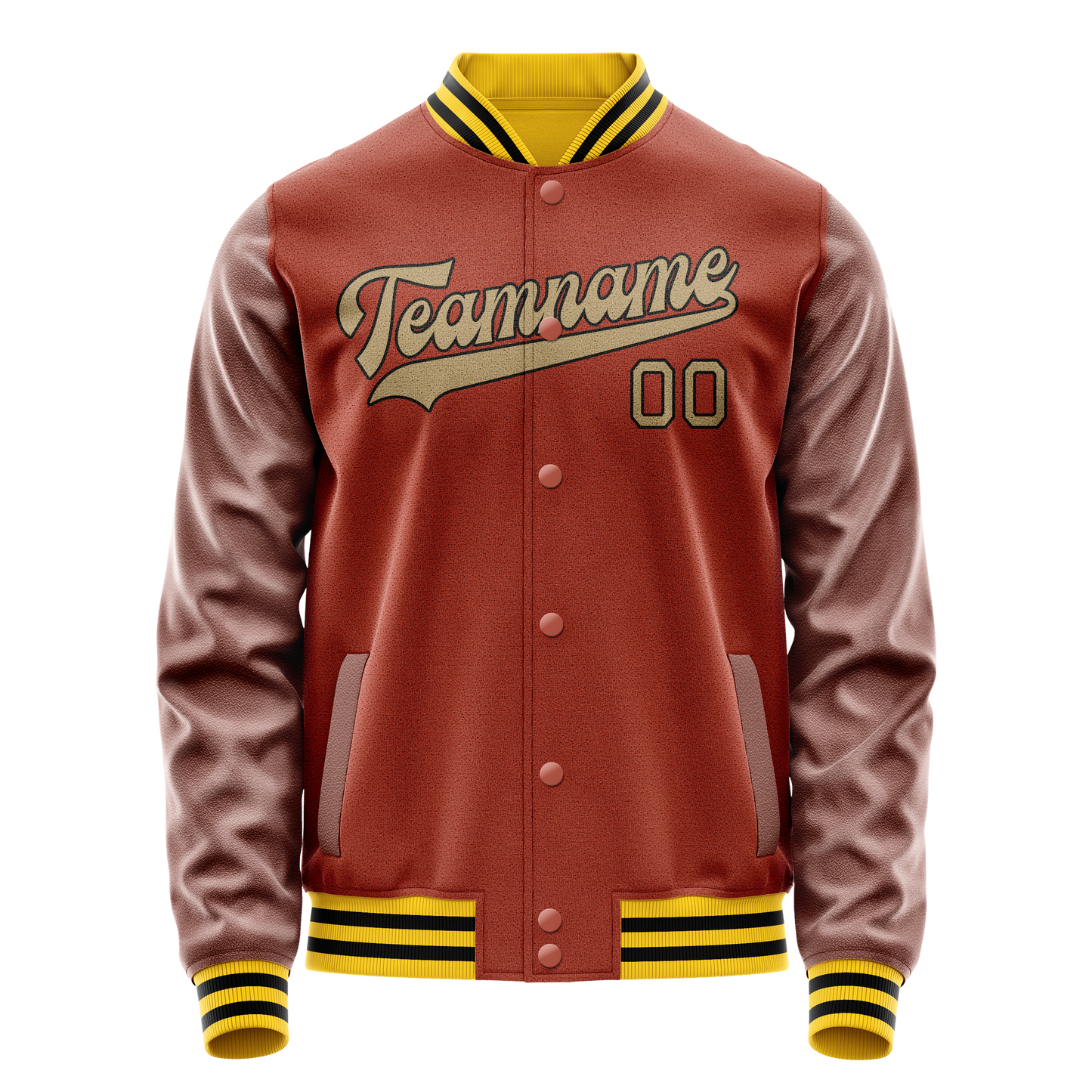 Custom Texas-Orange Old-Gold Solid Color Varsity Letterman Jacket