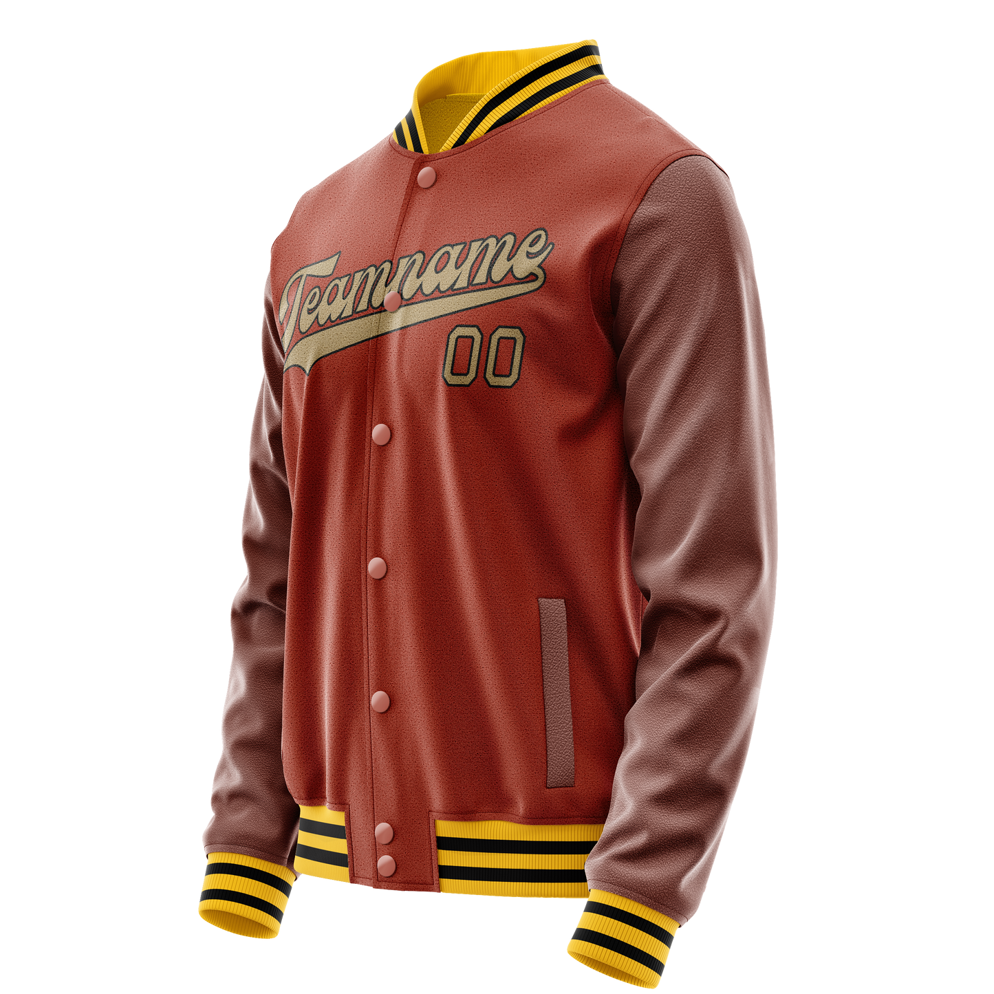Custom Texas-Orange Old-Gold Solid Color Varsity Letterman Jacket