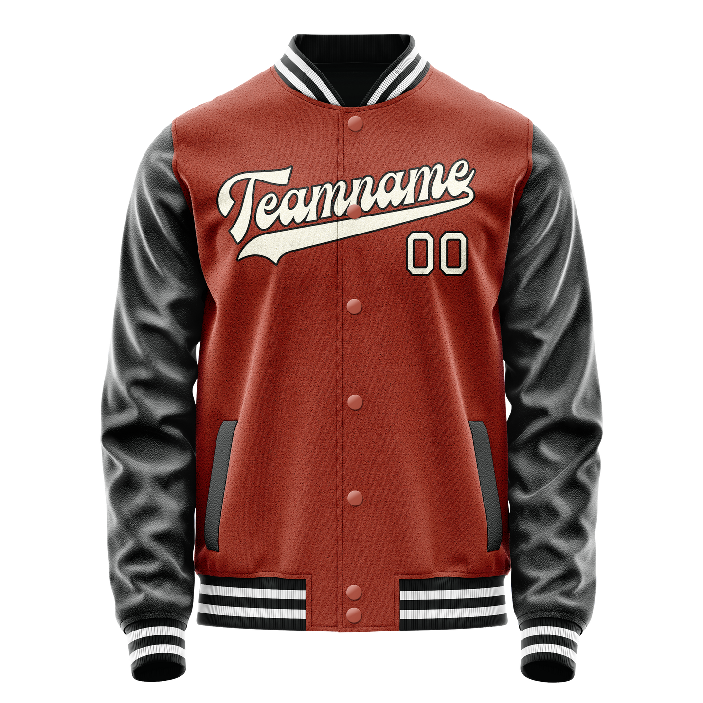 Custom Texas-Orange Black Solid Color Varsity Letterman Jacket