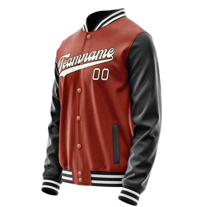 Custom Texas-Orange Black Solid Color Varsity Letterman Jacket