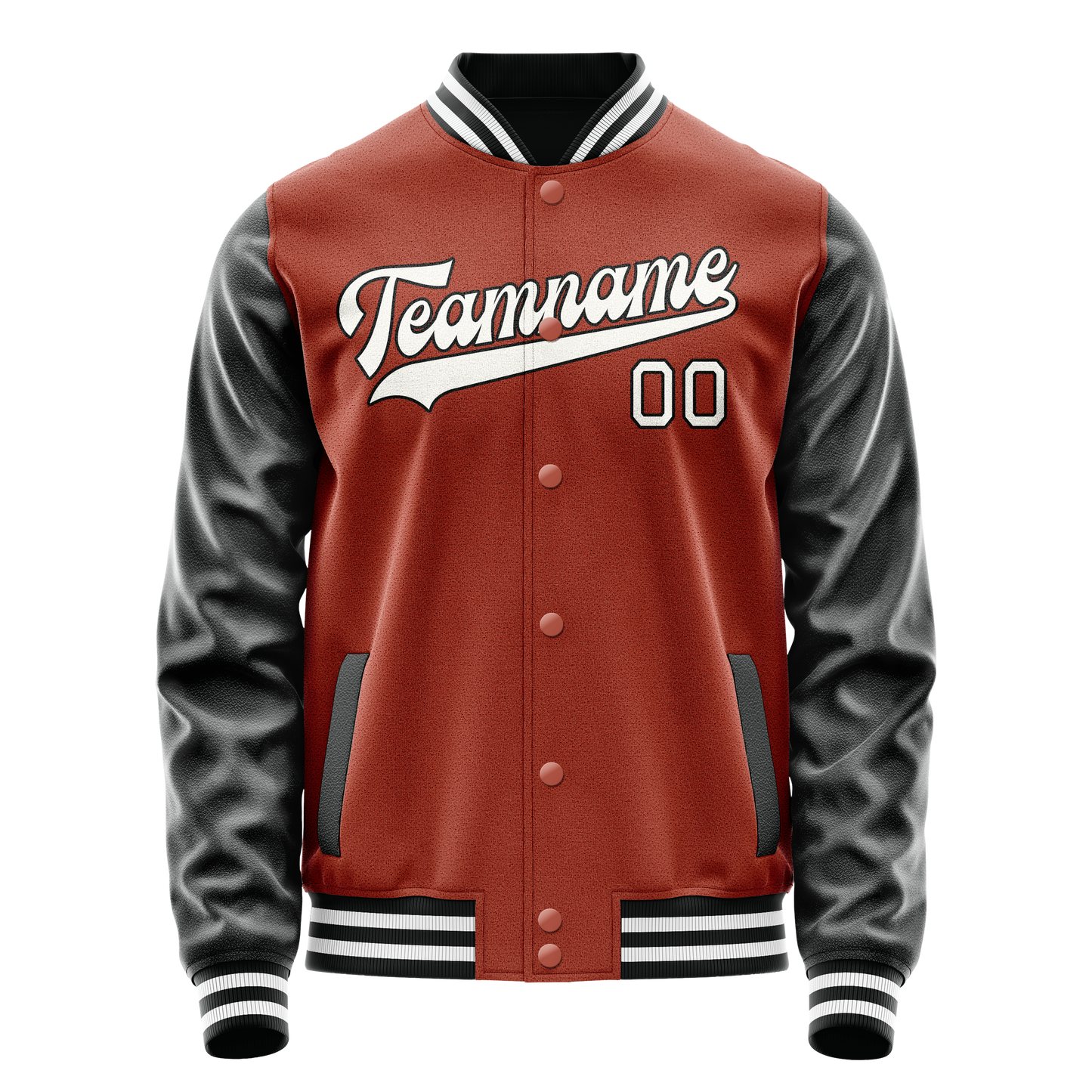 Custom Texas-Orange Black Solid Color Varsity Letterman Jacket