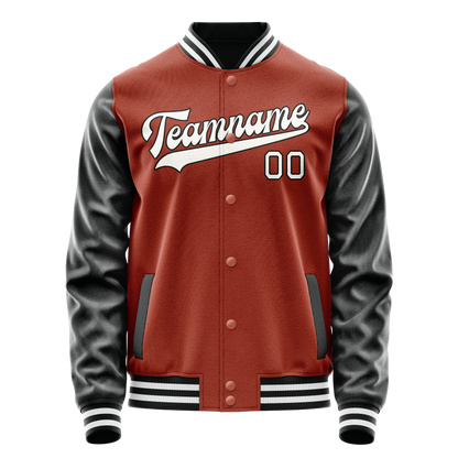 Custom Texas-Orange Black Solid Color Varsity Letterman Jacket