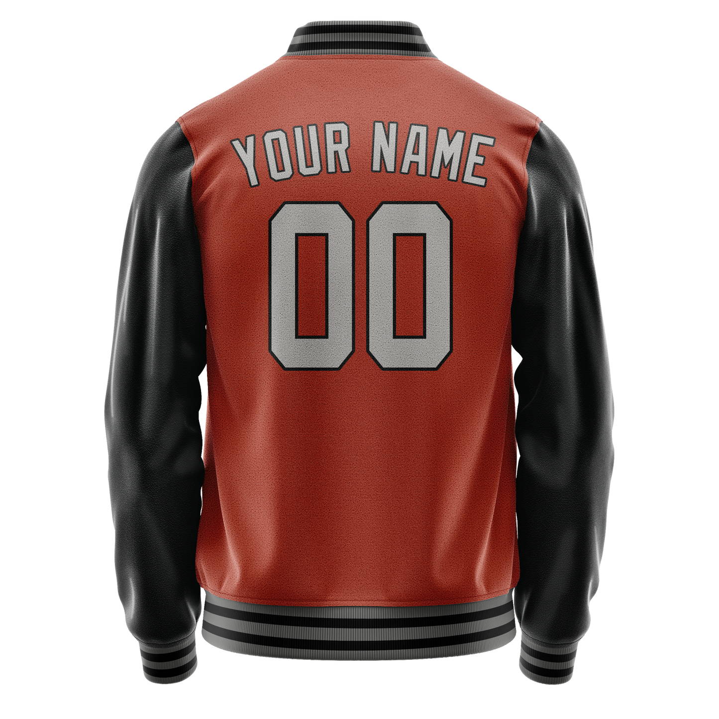 Custom Texas-Orange Black Solid Color Varsity Letterman Jacket