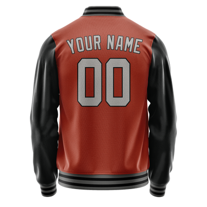 Custom Texas-Orange Black Solid Color Varsity Letterman Jacket