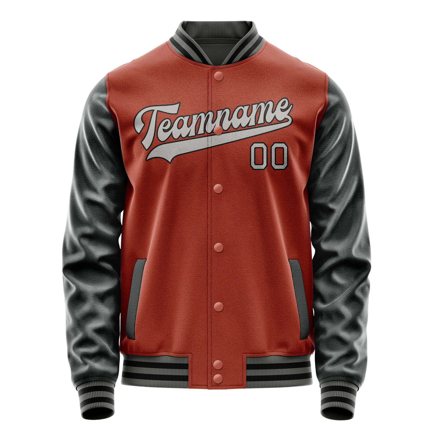 Custom Texas-Orange Black Solid Color Varsity Letterman Jacket