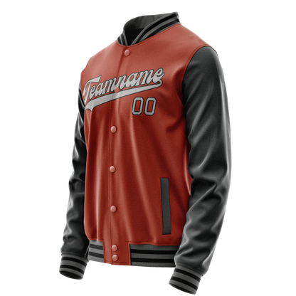Custom Texas-Orange Black Solid Color Varsity Letterman Jacket