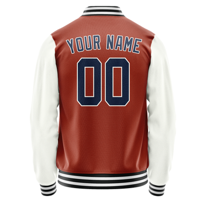 Custom Texas-Orange White Solid Color Varsity Letterman Jacket