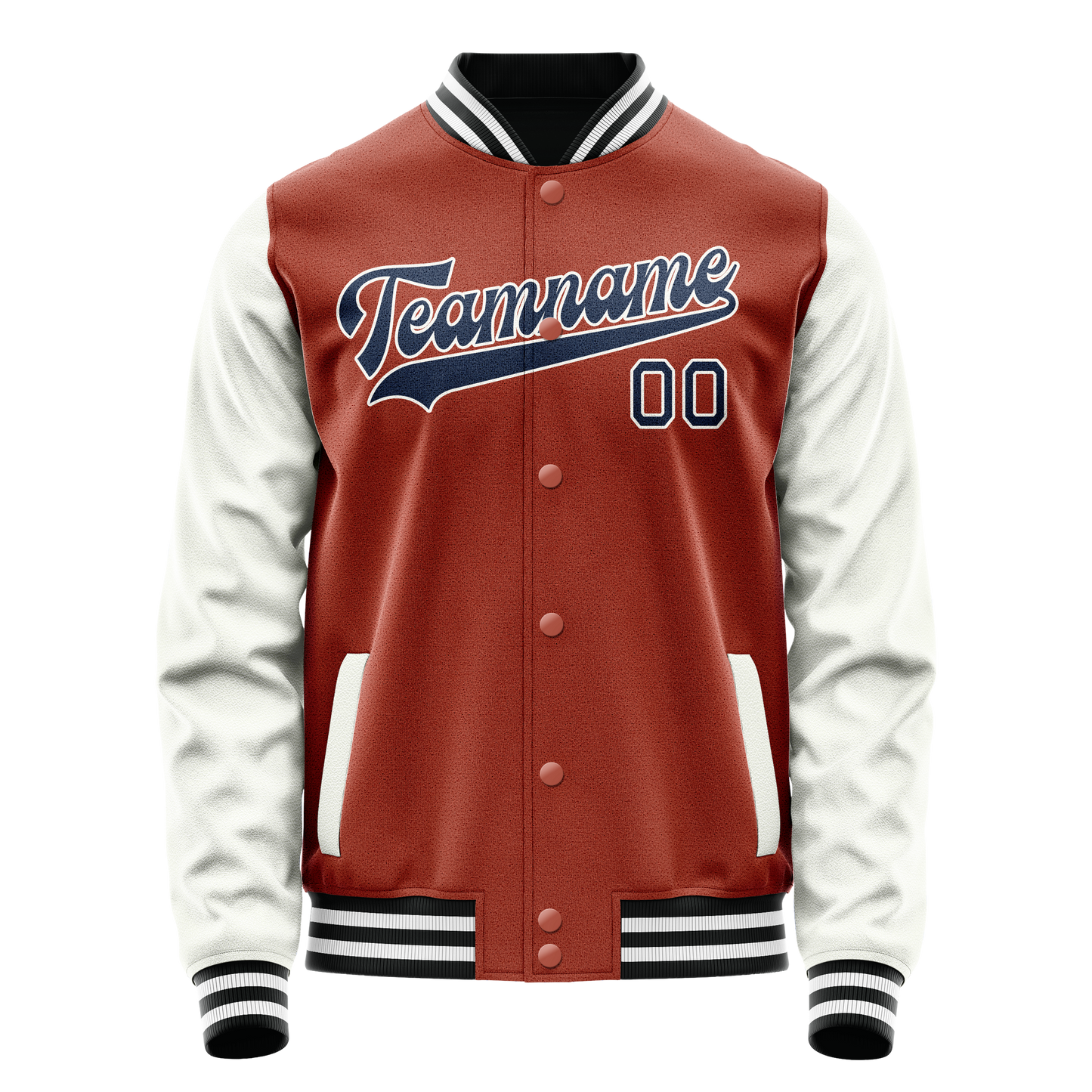 Custom Texas-Orange White Solid Color Varsity Letterman Jacket
