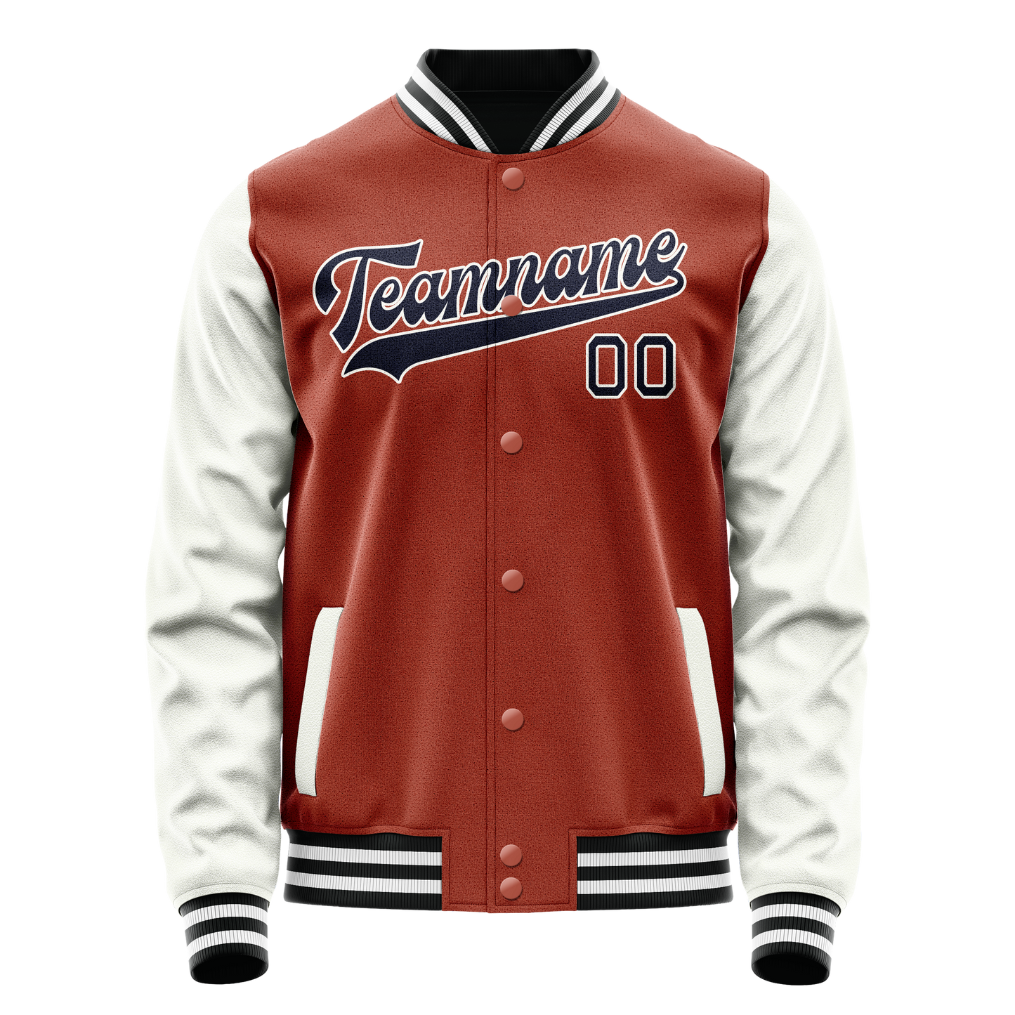 Custom Texas-Orange White Solid Color Varsity Letterman Jacket