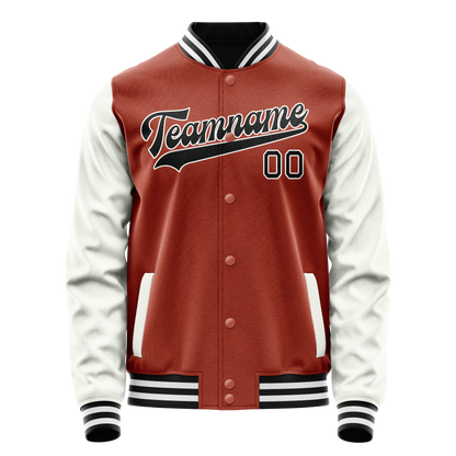 Custom Texas-Orange White Solid Color Varsity Letterman Jacket