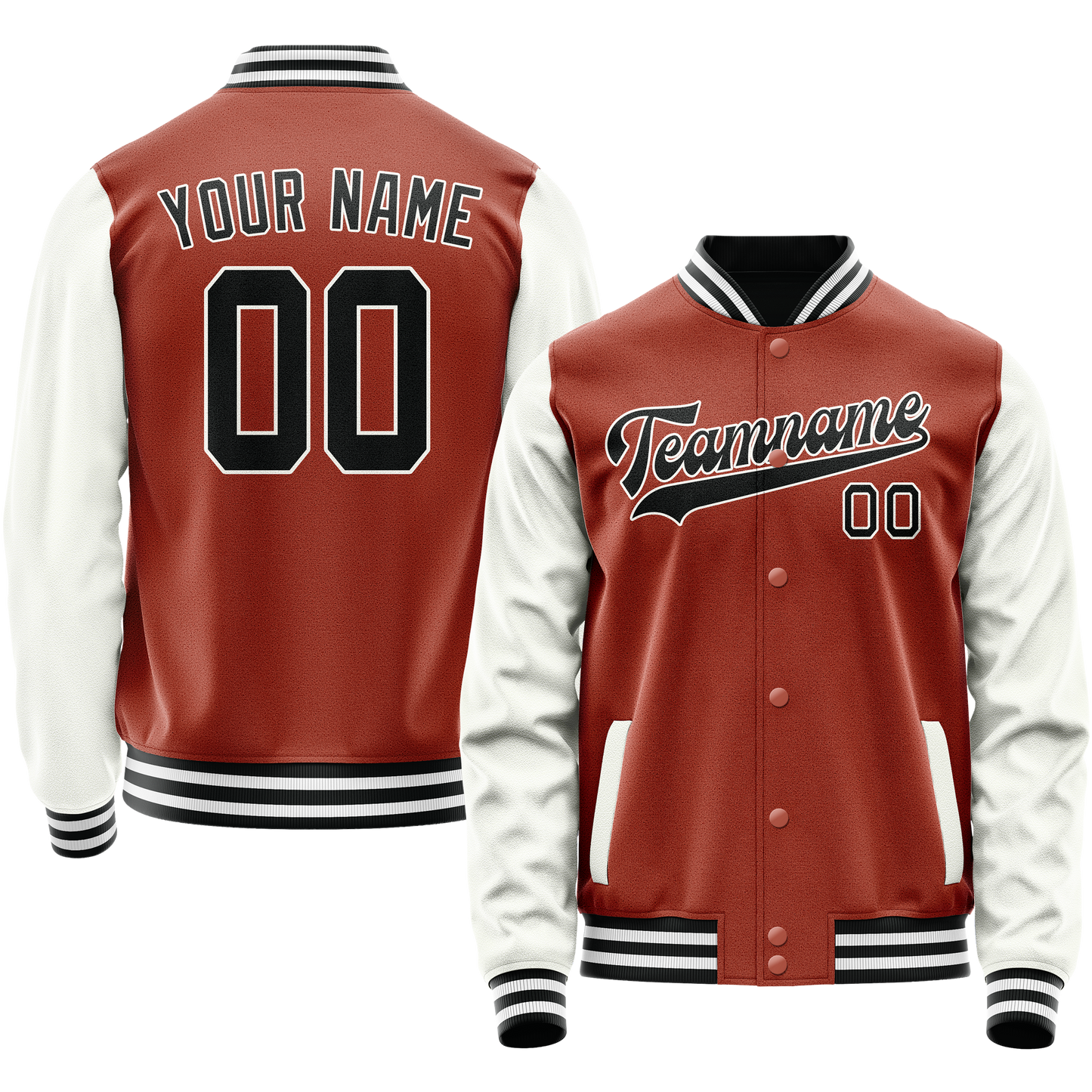 Custom Texas-Orange White Solid Color Varsity Letterman Jacket