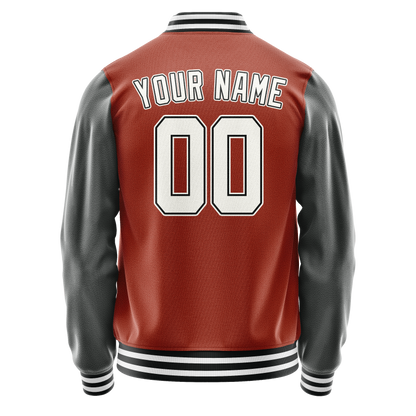 Custom Texas-Orange Gray Solid Color Varsity Letterman Jacket