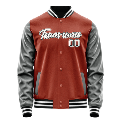 Custom Texas-Orange Gray Solid Color Varsity Letterman Jacket