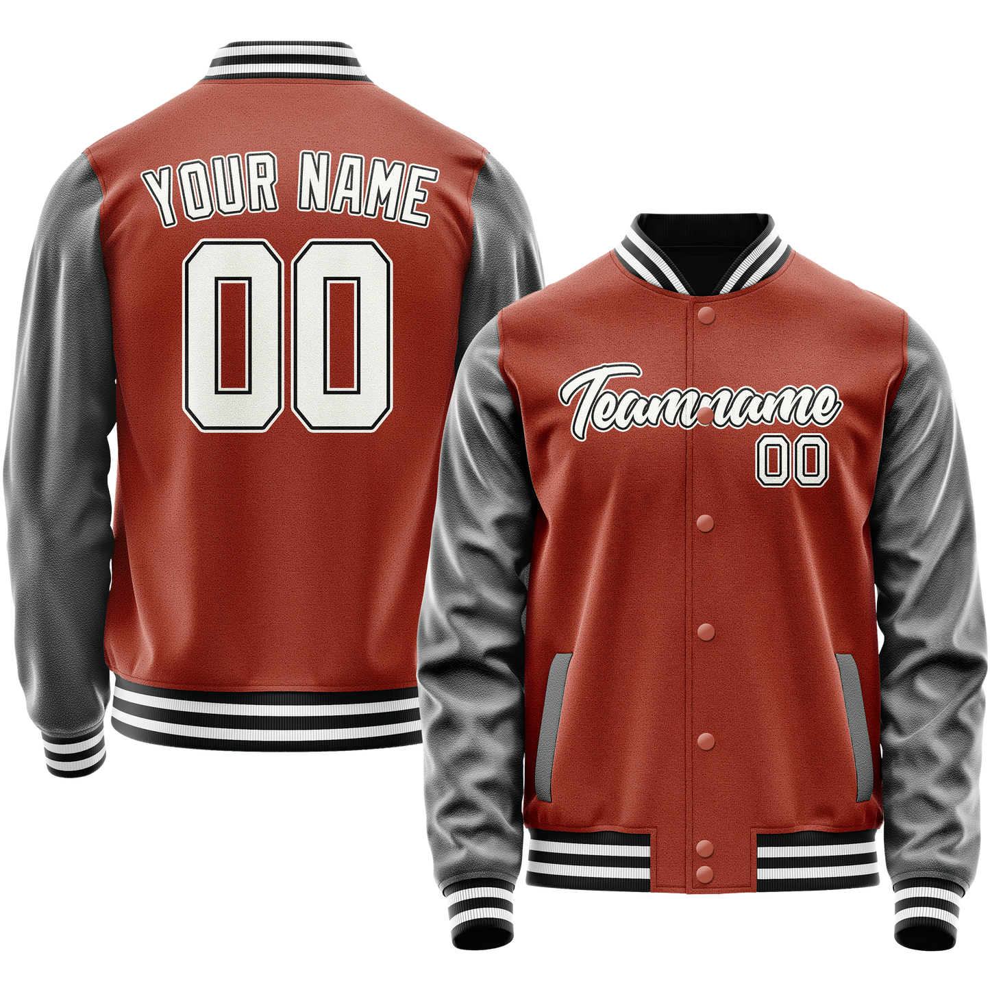 Custom Texas-Orange Gray Solid Color Varsity Letterman Jacket