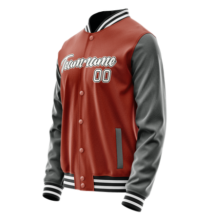 Custom Texas-Orange Gray Solid Color Varsity Letterman Jacket