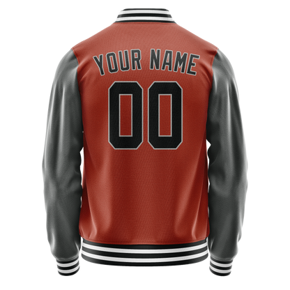 Custom Texas-Orange Gray Solid Color Varsity Letterman Jacket