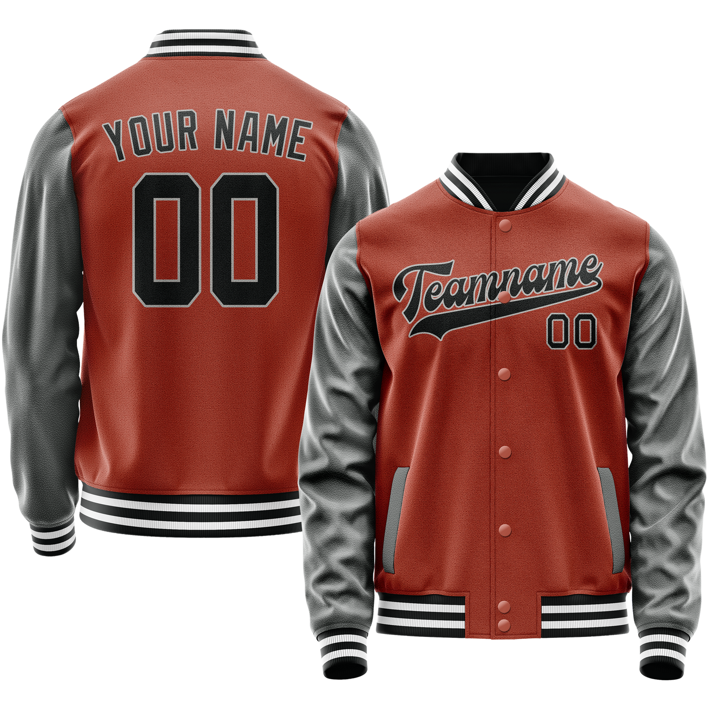 Custom Texas-Orange Gray Solid Color Varsity Letterman Jacket