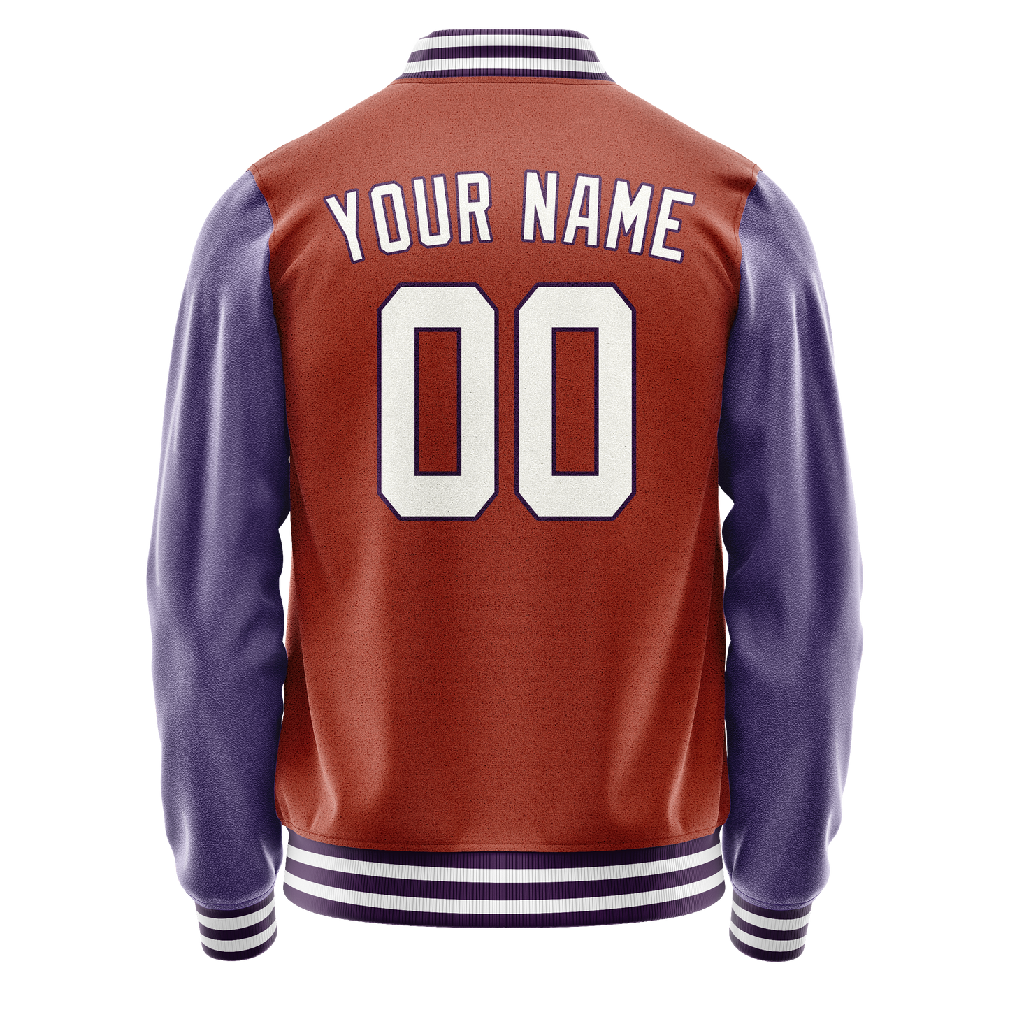 Custom Texas-Orange Purple Solid Color Varsity Letterman Jacket