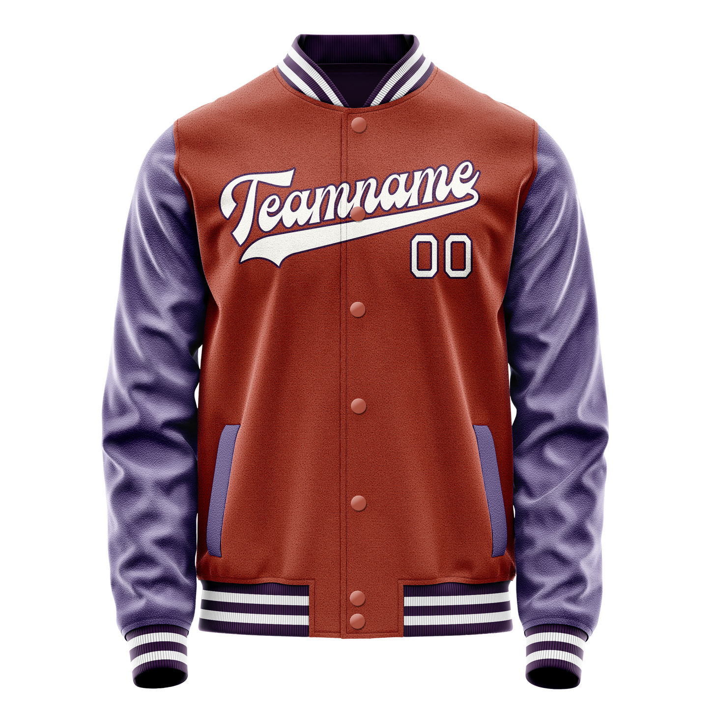 Custom Texas-Orange Purple Solid Color Varsity Letterman Jacket