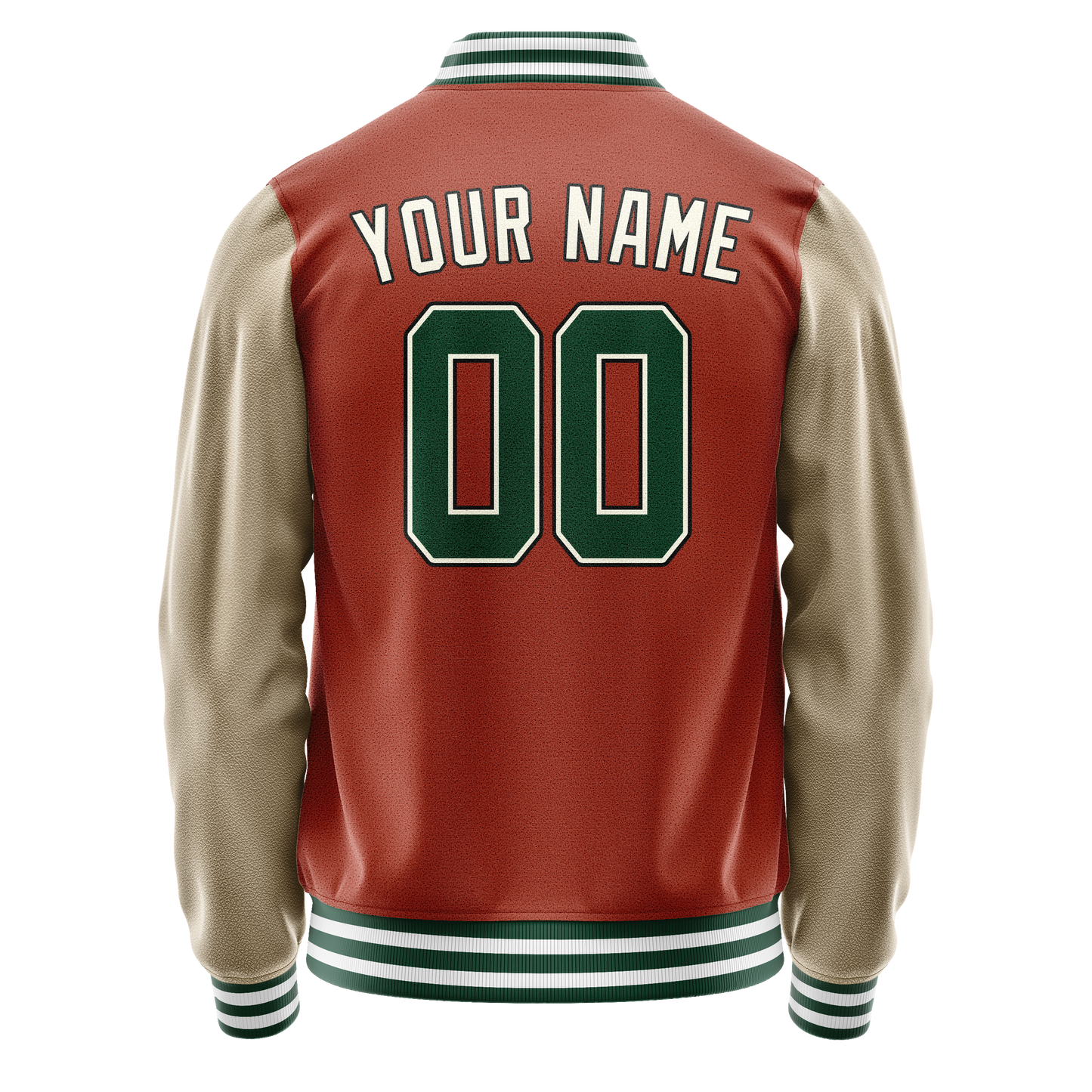 Custom Texas-Orange Cream Solid Color Varsity Letterman Jacket