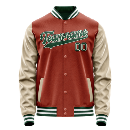 Custom Texas-Orange Cream Solid Color Varsity Letterman Jacket