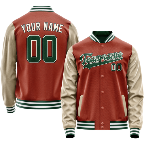 Custom Texas-Orange Cream Solid Color Varsity Letterman Jacket