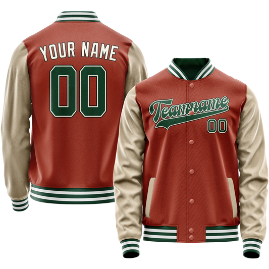 Custom Texas-Orange Cream Solid Color Varsity Letterman Jacket
