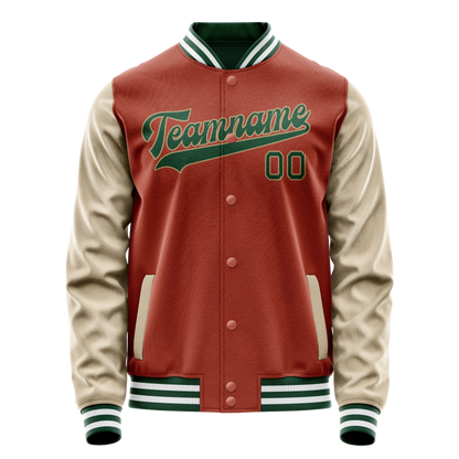 Custom Texas-Orange Cream Solid Color Varsity Letterman Jacket