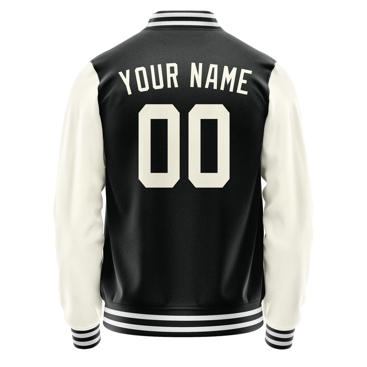 Custom Black Cream Solid Color Varsity Letterman Jacket
