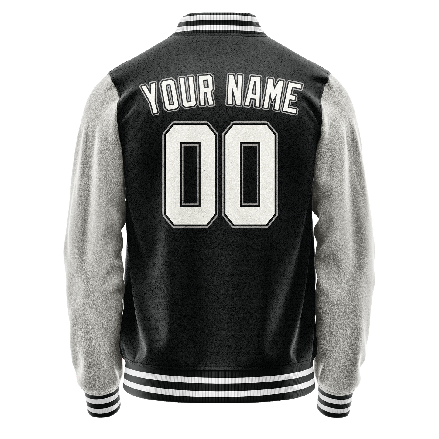 Custom Black Gray Solid Color Varsity Letterman Jacket