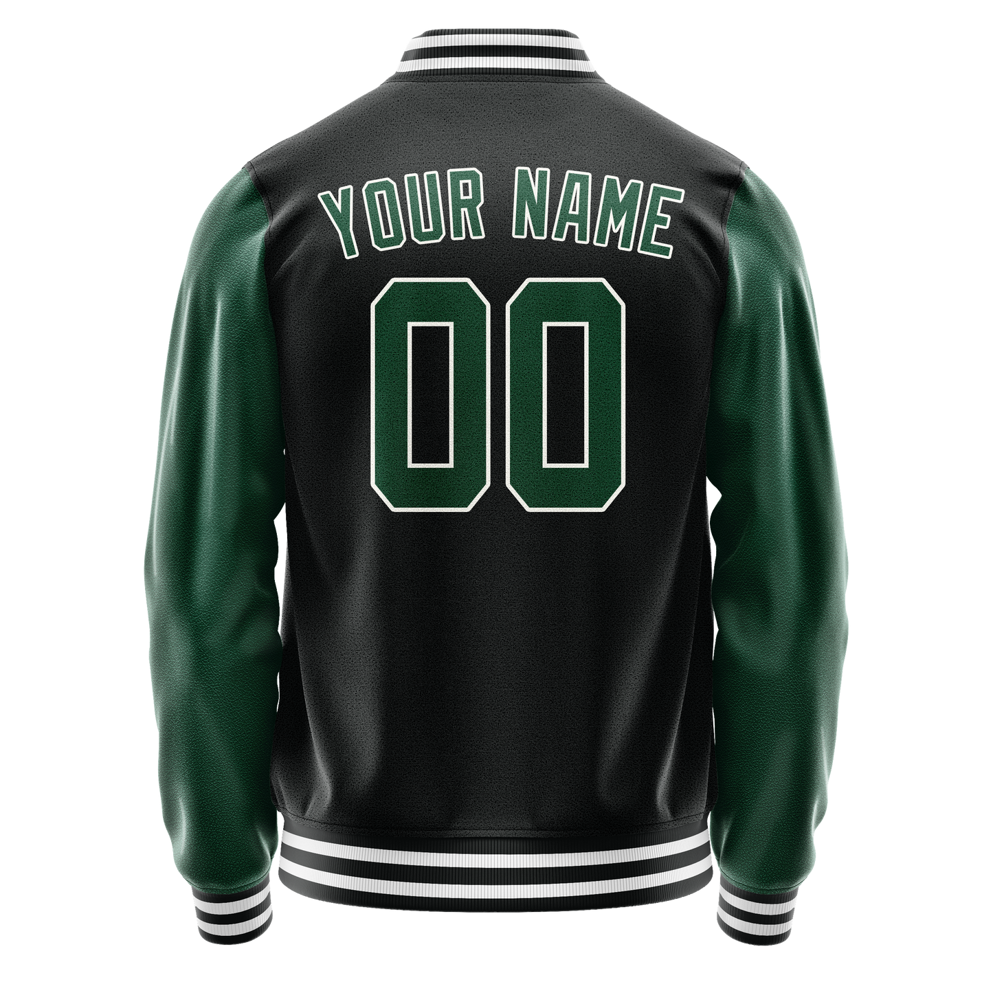 Custom Black Kelly-Green Solid Color Varsity Letterman Jacket