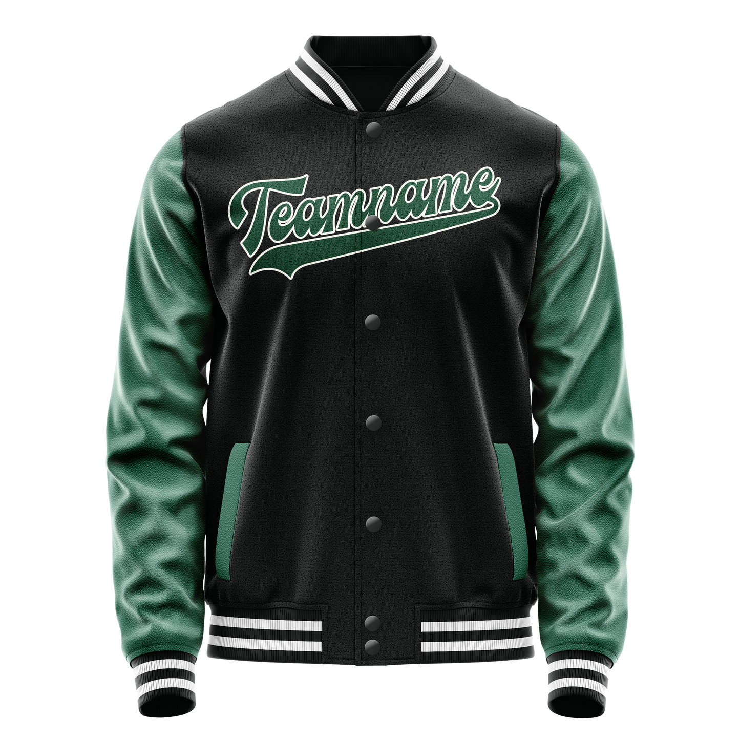Custom Black Kelly-Green Solid Color Varsity Letterman Jacket