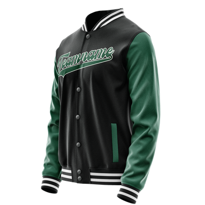 Custom Black Kelly-Green Solid Color Varsity Letterman Jacket