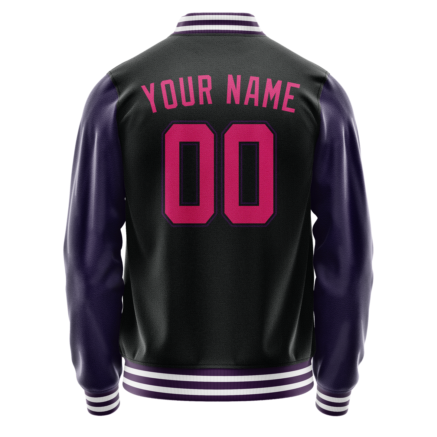 Custom Black Purple Solid Color Varsity Letterman Jacket