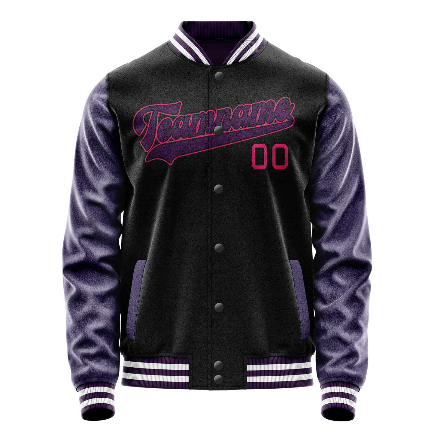 Custom Black Purple Solid Color Varsity Letterman Jacket
