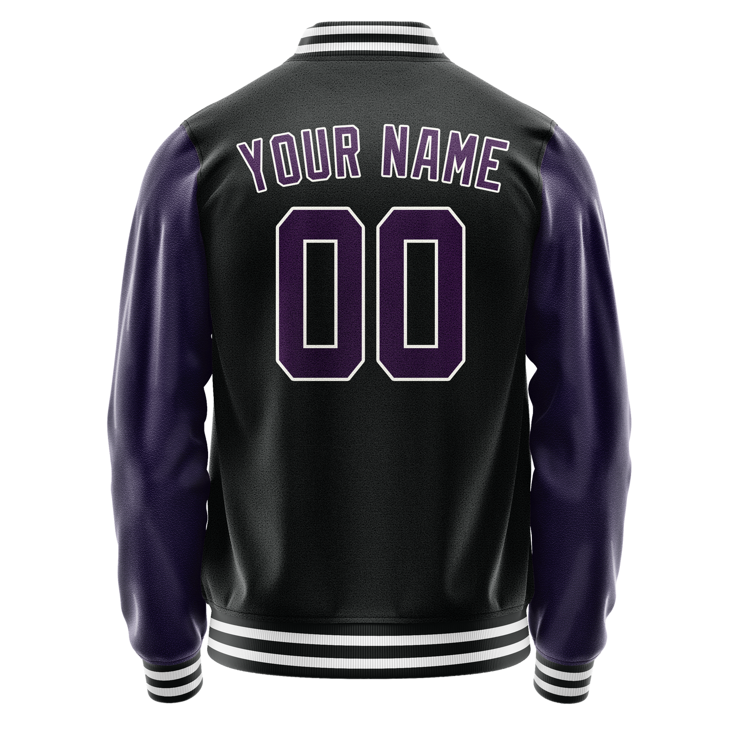 Custom Black Purple Solid Color Varsity Letterman Jacket